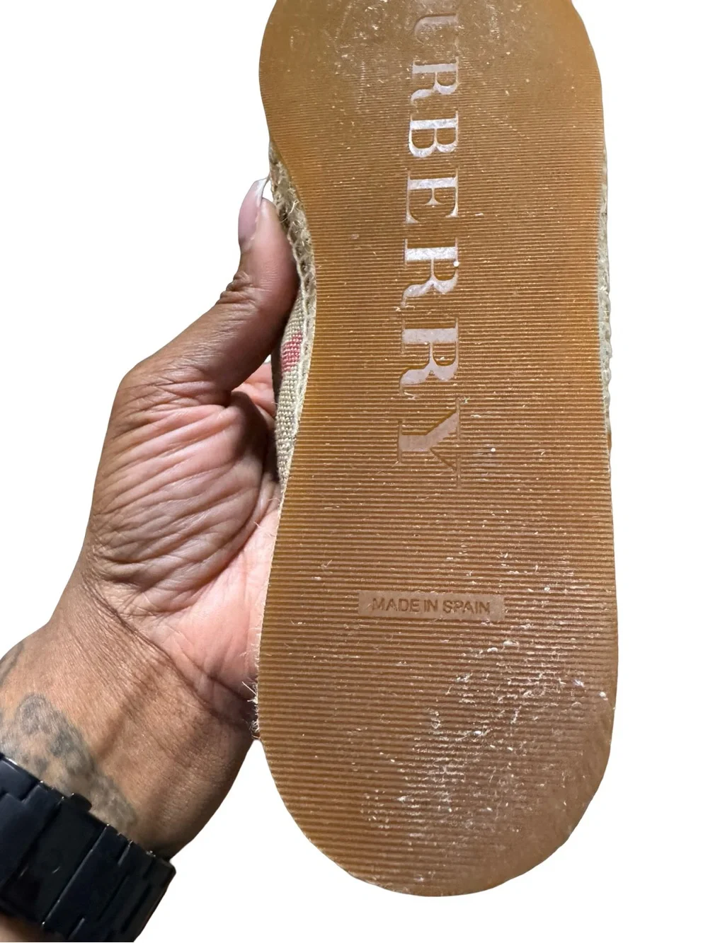 Burberry Neon Pink Tape & House Check Canvas Espadrilles Size 39 W/ Box - Picture 7 of 10